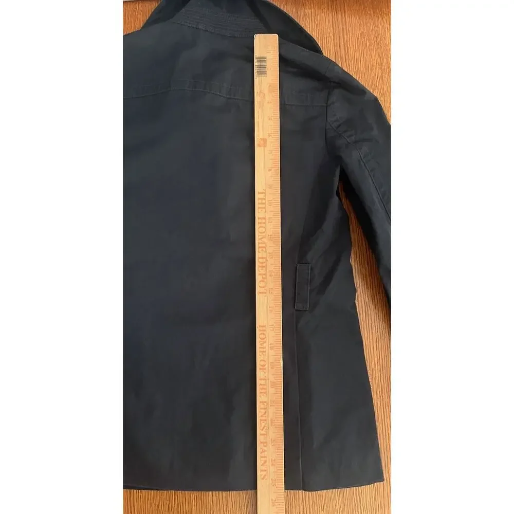 J.Crew Womens 0 Trench Jacket Navy Button Front Cotton Blend Utility Coat